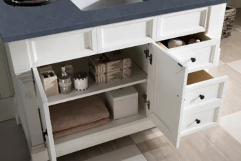 Brookfield 48" Single Vanity, Bright White w/ 3 CM Charcoal Soapstone Quartz Top - Image 4