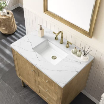 Laurent 36" Single Vanity, Light Natural Oak w/ 3 CM Ethereal Noctis Top - Image 7