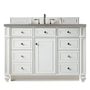 Bristol 48″ Single Vanity, Bright White w/ 3 CM Grey Expo Quartz Top