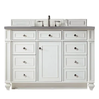 Bristol 48" Single Vanity, Bright White w/ 3 CM Grey Expo Quartz Top