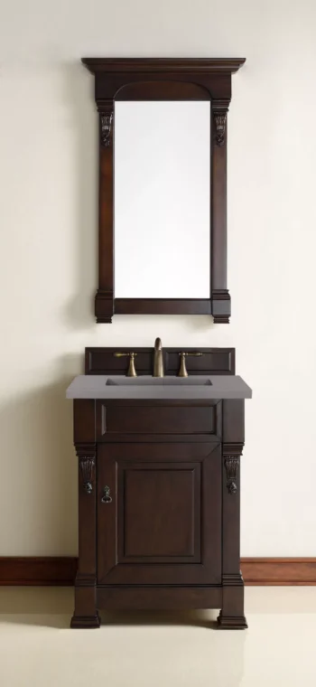 Brookfield 26" Single Vanity, Burnished Mahogany w/ 3 CM Grey Expo Quartz Top - Image 2