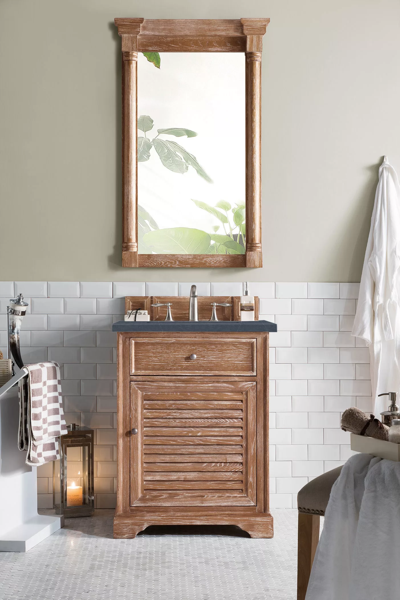 Savannah 26" Single Vanity, Driftwood w/ 3 CM Charcoal Soapstone Quartz Top - Image 2