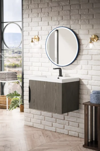 Columbia 24" Single Vanity, Ash Gray w/ White Glossy Composite Stone Top - Image 7