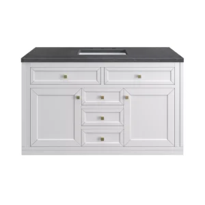 Chicago 48″ Single Vanity, Glossy White w/ 3 CM Charcoal Soapstone Top