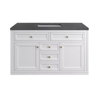 Chicago 48" Single Vanity, Glossy White w/ 3 CM Charcoal Soapstone Top
