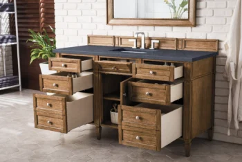 Brittany 60" Single Vanity, Saddle Brown w/ 3 CM Charcoal Soapstone Quartz Top - Image 4
