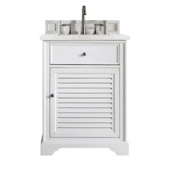 Savannah 26" Single Vanity, Bright White w/ 3 CM Eternal Jasmine Pearl Top