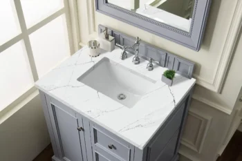 De Soto 30" Single Vanity, Silver Gray w/ 3 CM Ethereal Noctis Quartz Top - Image 3