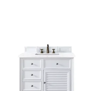 Savannah 36″ Single Vanity, Bright White w/ 3 CM Arctic Fall Solid Surface Top
