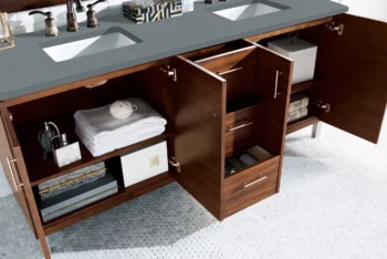 Metropolitan 72" Double Vanity, American Walnut w/ 3 CM Cala Blue Top - Image 4