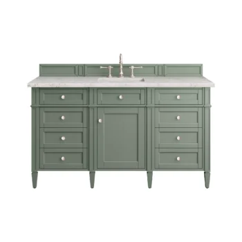 Brittany 60" Single Vanity, Smokey Celadon w/ 3 CM Eternal Jasmine Pearl Top