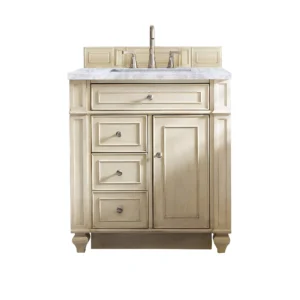 Bristol 30″ Single Vanity, Vintage Vanilla w/ 3 CM Carrara Top