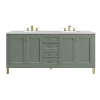 Chicago 72" Double Vanity, Smokey Celadon w/ 3 CM Arctic Fall Top - Image 2