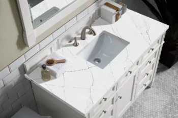 Brittany 48" Single Vanity, Bright White w/ 3 CM Ethereal Noctis Quartz Top - Image 3