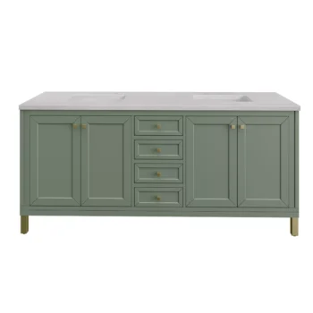 Chicago 72" Double Vanity, Smokey Celadon w/ 3 CM Eternal Serena Top - Image 2