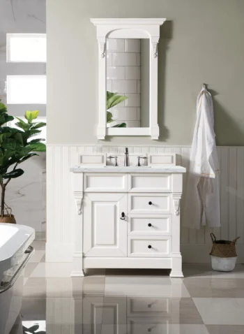 Brookfield 36" Single Vanity, Bright White w/ 3 CM Ethereal Noctis Quartz Top - Image 2