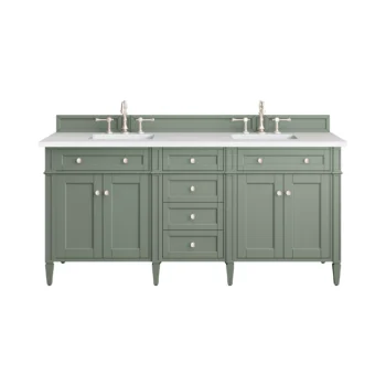 Brittany 72" Double Vanity, Smokey Celadon w/ 3 CM White Zeus Top