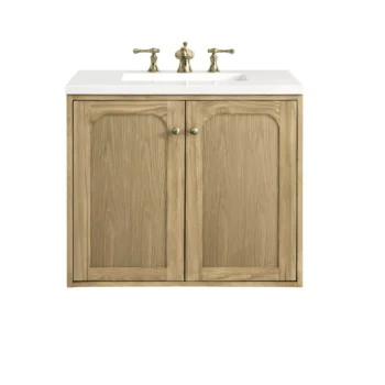 Laurent 30" Single Vanity, Light Natural Oak w/ 3 CM White Zeus Top - Image 3