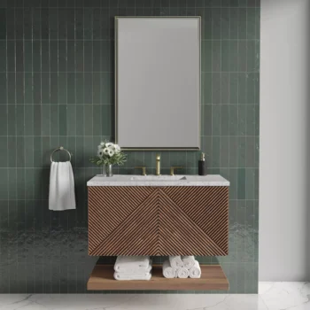 Marcello 36" Single Vanity, Chestnut w/ 3 CM Eternal Jasmine Pearl Top - Image 3
