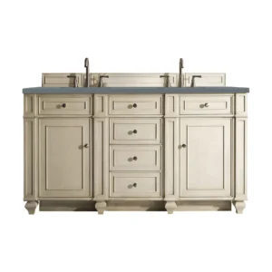 Bristol 60″ Double Vanity, Vintage Vanilla w/ 3 CM Cala Blue Top