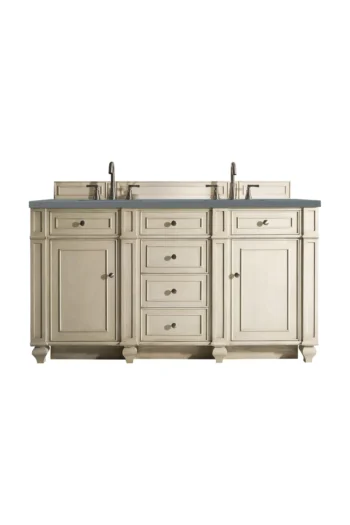 Bristol 60" Double Vanity, Vintage Vanilla w/ 3 CM Cala Blue Top