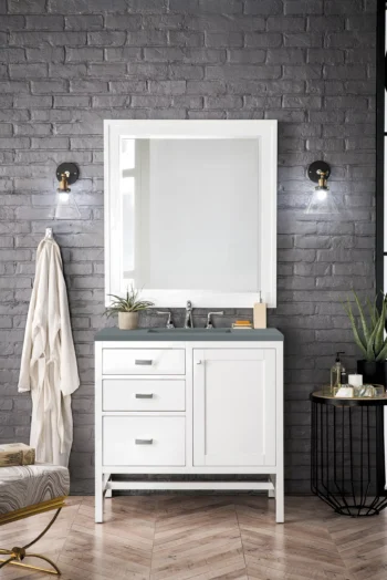 Addison 36" Single Vanity, Glossy White w/ 3 CM Cala Blue Top - Image 2