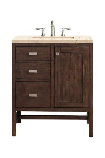 Addison 30" Single Vanity, Mid-Century Acacia w/ 3 CM Eternal Marfil Quartz Top