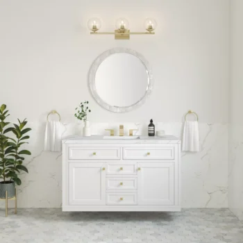 Chicago 48" Single Vanity, Glossy White w/ 3 CM Ethereal Noctis Top - Image 2