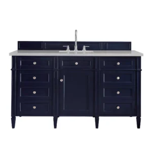 Brittany 60″ Single Vanity, Victory Blue w/ 3 CM Eternal Serena Quartz Top