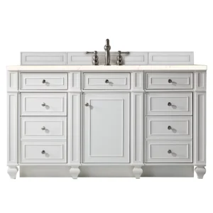Bristol 60″ Single Vanity, Bright White w/ 3 CM Eternal Marfil Quartz Top