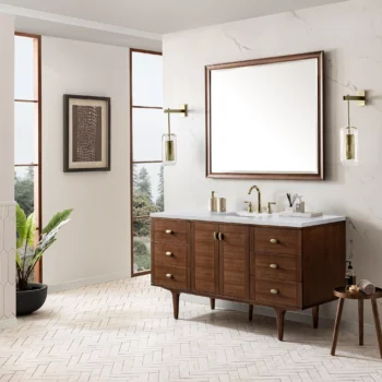 Amberly 60" Single Vanity, Mid-Century Walnut w/ 3 CM White Zeus Top - Image 7