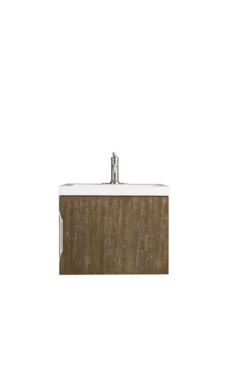 Columbia 24" Single Vanity, Latte Oak w/ White Glossy Composite Stone Top - Image 5