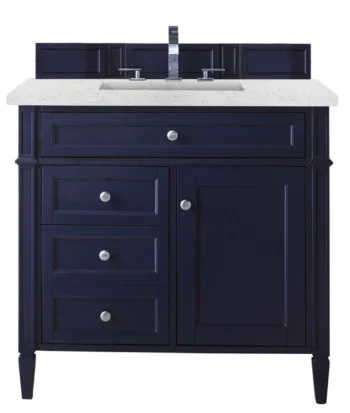 Brittany 36" Single Vanity, Victory Blue w/ 3 CM Eternal Jasmine Pearl Quartz Top