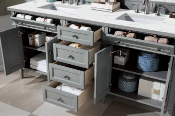 Brittany 72" Double Vanity, Urban Gray w/ 3 CM Ethereal Noctis Quartz Top - Image 4