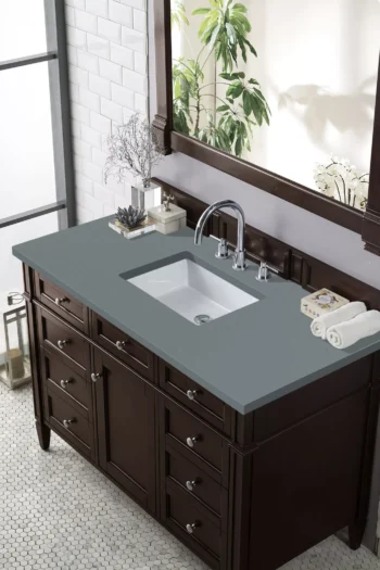 Brittany 48" Single Vanity, Burnished Mahogany w/ 3 CM Cala Blue Quartz Top - Image 3