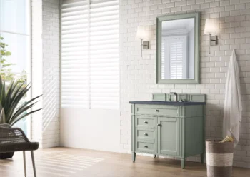 Brittany 36" Single Vanity, Sage Green w/ 3 CM Charcoal Soapstone Quartz Top - Image 3