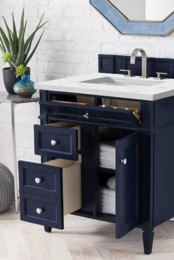 Brittany 30" Single Vanity, Victory Blue w/ 3 CM Ethereal Noctis Quartz Top - Image 4