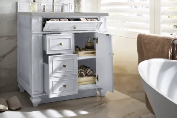 Bristol 30" Single Vanity, Bright White w/ 3 CM Eternal Serena Quartz Top - Image 4