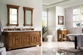 Brookfield 72" Double Vanity, Country Oak w/ 3 CM Ethereal Noctis Quartz Top - Image 6