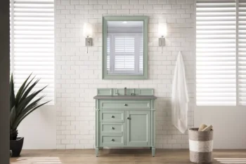 Brittany 36" Single Vanity, Sage Green w/ 3 CM Grey Expo Top - Image 2