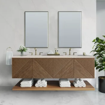 Marcello 72" Double Vanity, Chestnut w/ 3 CM Eternal Marfil Top - Image 3