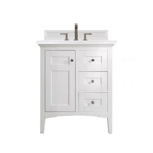 Palisades 30″ Single Vanity, Bright White w/ 3 CM Arctic Fall Solid Surface Top