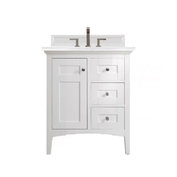 Palisades 30" Single Vanity, Bright White w/ 3 CM Arctic Fall Solid Surface Top