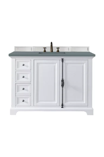 Providence 48" Single Vanity, Bright White w/ 3 CM Cala Blue Top