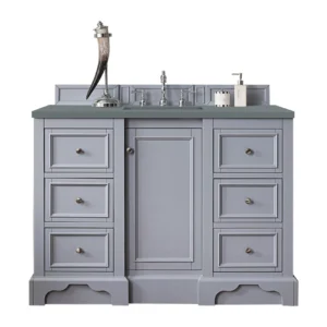 De Soto 48″ Single Vanity, Silver Gray w/ 3 CM Cala Blue Quartz Top