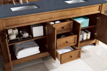 Brookfield 72" Double Vanity, Country Oak w/ 3 CM Charcoal Soapstone Quartz Top - Image 4