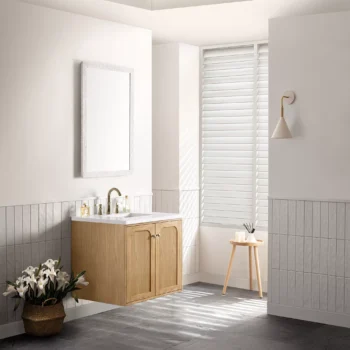 Laurent 30" Single Vanity, Light Natural Oak w/ 3 CM White Zeus Top - Image 7