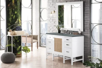 Addison 48" Single Vanity, Glossy White w/ 3 CM Cala Blue Top - Image 3