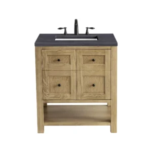 Breckenridge 30″ Single Vanity, Light Natural Oak w/ 3 CM Charcoal Soapstone Top