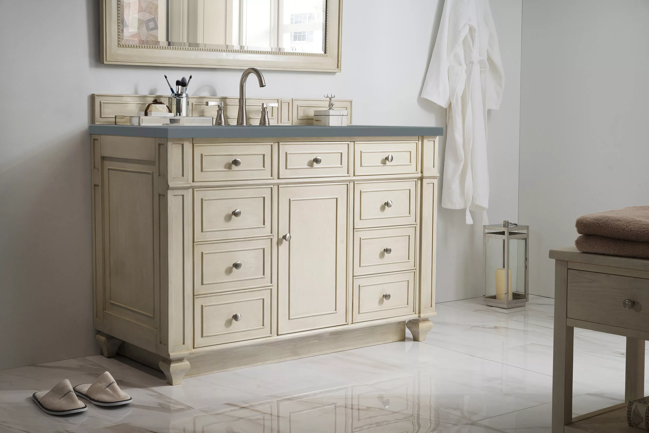 Bristol 48" Single Vanity, Vintage Vanilla w/ 3 CM Cala Blue Quartz Top - Image 3